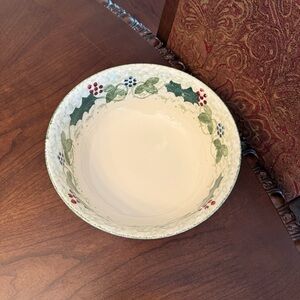 Vintage Poole Pottery England Winter Vine 9.5”D Round Serving Bowl Handpainted